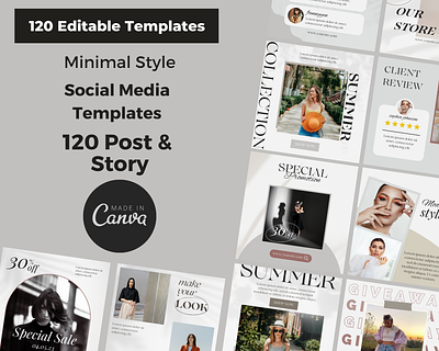 120 Minimal Instagram Canva Templates aesthetic instagram template aesthetic template brand template canva template custom template editable template fashion template feed template flyer template graphic design instagram template minimal template pinterest social media social media template story template