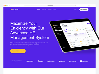 Magestion - HR Management Header branding dashboard design exploration financial hr interface landing page management ui ux website
