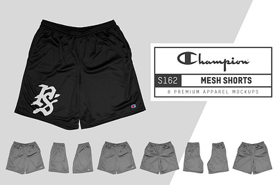 Champion S162 Mesh Shorts Mockups crewneck shirts mockup