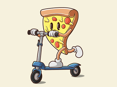 Retro Pizza Scooter Illustration assets cartoon design graphic design illustration pizza pizza ilustration pizza scooter scooter scooter vector ui vector vector pizza vintage art vintage vector