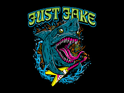 The Shredding Shark graphic design illustration