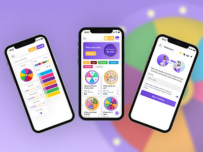 Spin the Wheel app appdesign chatwithgroups coinsearning colors customwheels design dribbble figma game gamification icon illustration logo rewardpoints spinthewheel ui uidesign ux vector