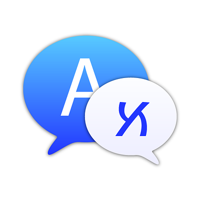 Translate icon blue bubble chat chatting communication design graphic design icon language letter messaging messange talk talking translation ui