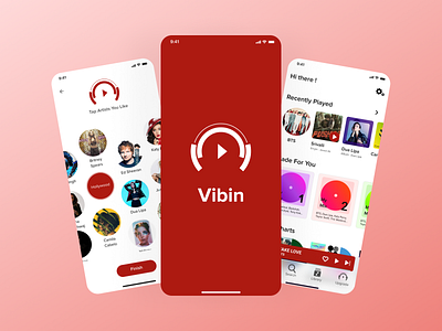 Vibin - Music App ios app media app media player mobile app music music app music application now playing song song player ui ux