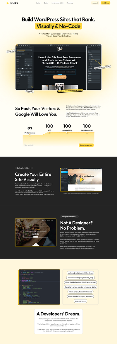 Website Homepage with Features section feature section homepage minimal website hero wordpress yellow yellow website