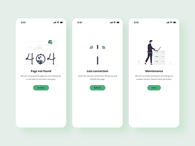 Error Page error error 404 lost connection maintenance mobile app design ui ux