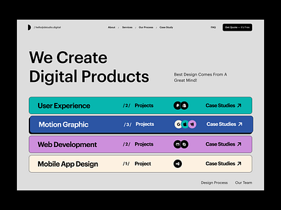 Case studies agency agency website case study clean design header illustration portfolio product design saas services studio typography ui ui ux user experience ux web web design website