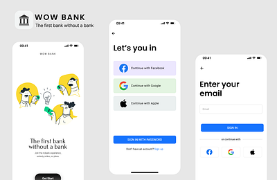 WOW Bank App UI - Concept app branding design graphic design illustration logo typography ui ux vector