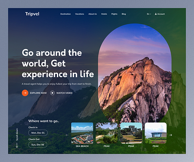 Travel Website Design Landing Page company header hero landing page product travel travel agency uiux web website