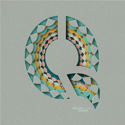 Q for quadrant 36 days of type design hand lettering illustrated letter illustration letter q monogram papercut procreate relief