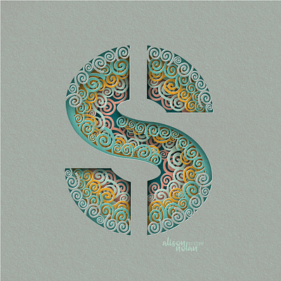 S for spiral 36 days of type design hand lettering illustrated letter illustration letter design letter s monogram papercut procreate spirals type typography
