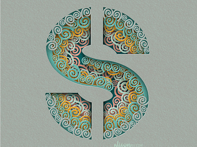 S for spiral 36 days of type design hand lettering illustrated letter illustration letter design letter s monogram papercut procreate spirals type typography