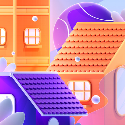 Buildings in space 36daysoftype 3d 3d illustration color colorful graphic design illustration typography