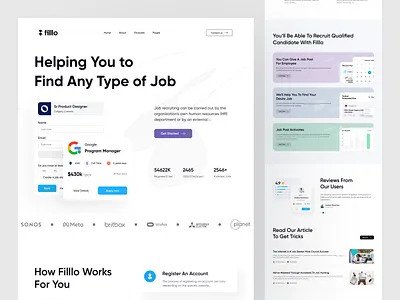 Job recruiting Saas Website design filllo filllo design halal business halal design development job job finder job listing job recruiting sass website job seeker landing page landing page design recruitment saas ui ui kit uiux web web design website