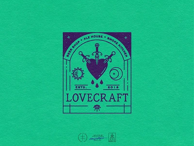 Lovecraft alchemy antique bar beer branding dark gothic hand drawn heart illustrator logo logo design magic moon mystical restaurant sun tarot vintage witch