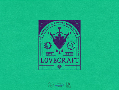 Lovecraft alchemy antique bar beer branding dark gothic hand drawn heart illustrator logo logo design magic moon mystical restaurant sun tarot vintage witch