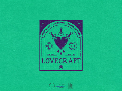 Lovecraft alchemy antique bar beer branding dark gothic hand drawn heart illustrator logo logo design magic moon mystical restaurant sun tarot vintage witch