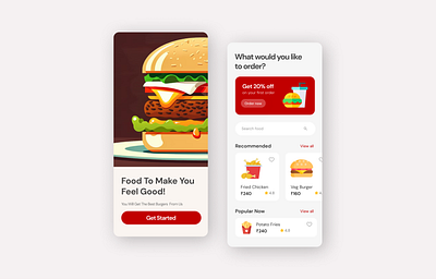 Food Delivery App Concept app app design branding burger app clean app ui design fast food app food app food delivery app food ordering app graphic design illustration logo minimal design typography ui ui ux design ux vector