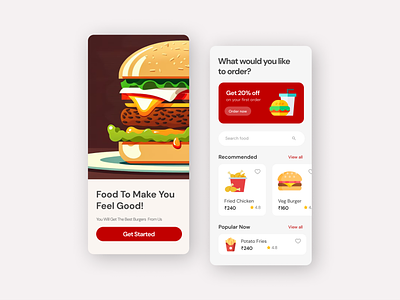 Food Delivery App Concept app app design branding burger app clean app ui design fast food app food app food delivery app food ordering app graphic design illustration logo minimal design typography ui ui ux design ux vector