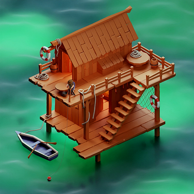 Fisherman's House - Blender 3D 3d 3d character 3d illustration blender3d fishing fishinghouse