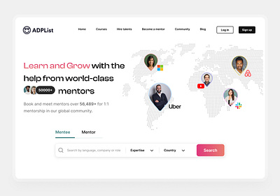 ADPlist Hero Page Re-design adplist branding content design figma mentee mentor mentorship networking productdesigner ui uitrend userexperience userinterface ux webapp