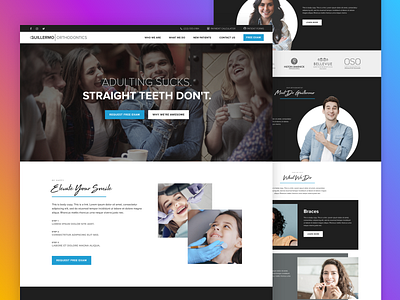 Orthodontics Website Design concepts dental dentist design doctor flat itsekhtiar landing landing page orthodontics template theme ui website