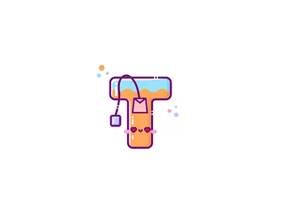 T — Kawaii Tea ☕️ adobe cartoon character cute drink food heart eyes illustration kawaii sticker tea vector