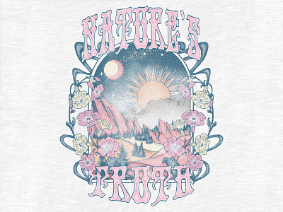 NATURE'S TRUTH - HOLLISTER 60s apparel design fleece flowers graphic design illustration landscape mystic print retro tee tshirt type typography vintage