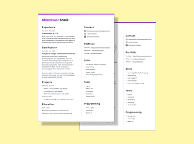 Resume design homepage resume ui ux web