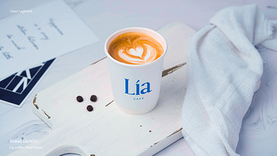 Lía Cafe Identity brand branding cafe coffee design doha graphic design identity illustration laghmich lia logo omar qatar typography