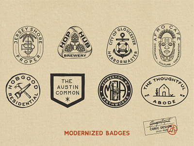 Modernized Badges badge collection creative emblem graphic design illustrator logo logo design logo designer logo folio logodesign logomark logos modern portfolio retro typography vintage