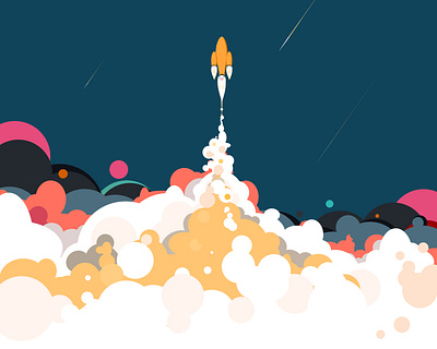 To the stars breaking limits flat design flat illustration illustration inspiration minimalist rocket