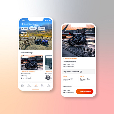 Joyriid App Powersport rental platform UIUX Design app application bike button cards iphone landing listing mockup orange page platform power powersport quad rental screen splash sport uiux