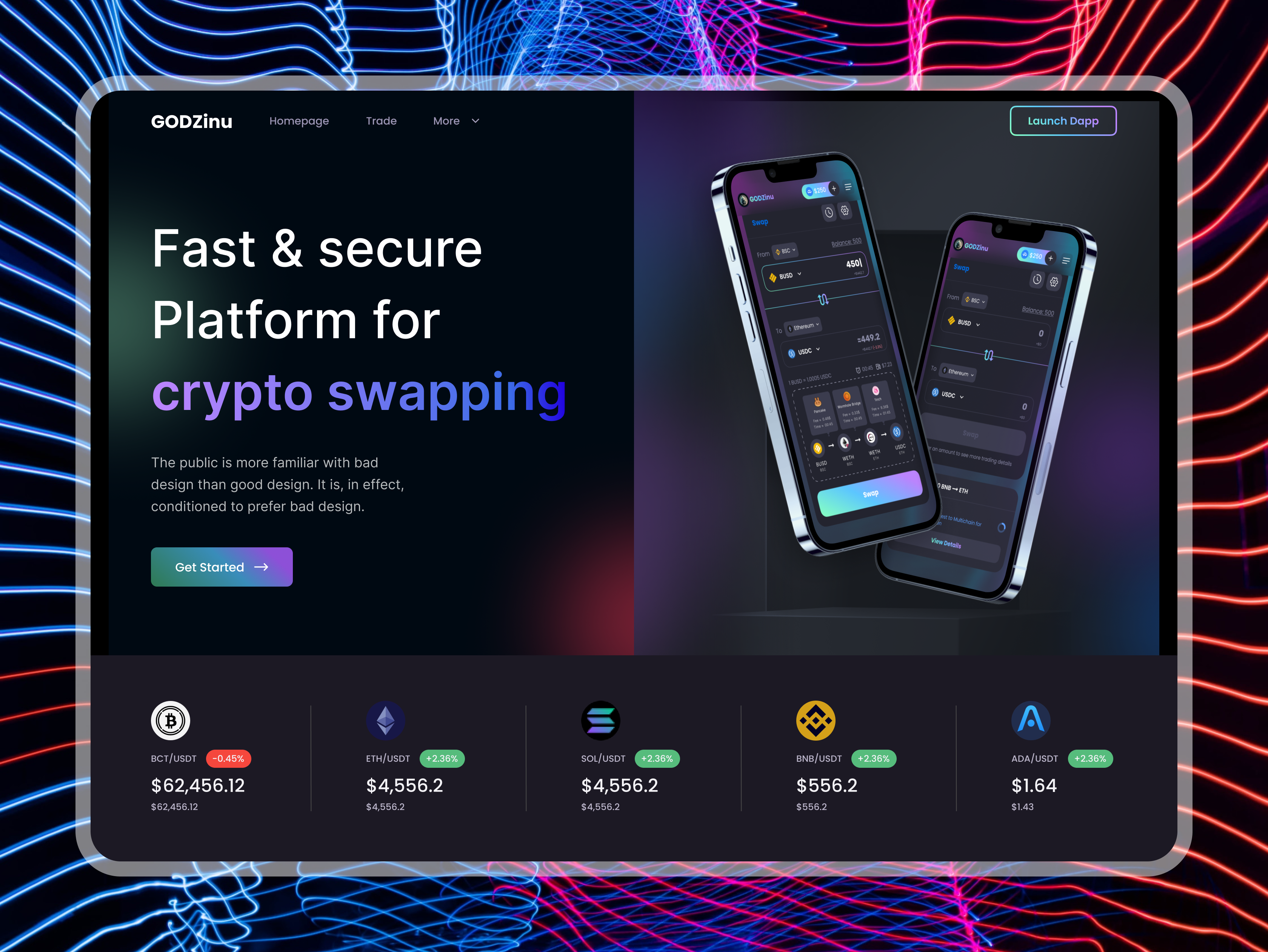 Dex Aggregator hero section crypto ui uiux web web design web3