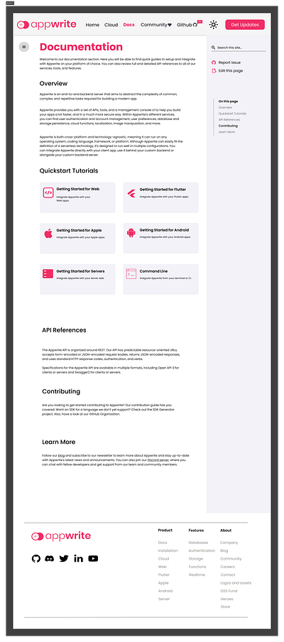 Appwrite Docs Page - UI Redesign✏️ design typography ui ux vector