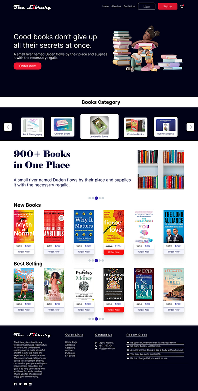 The library landing page design typography ui ux web