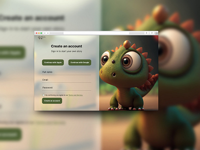 Page de login pour un jeu concours sur le thème des dinosaures app design ui ux