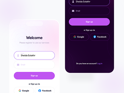 Sign up app email login mobile signup ui ux