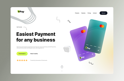 Vpay - Financial Landing Page design figma graphic design ui ux