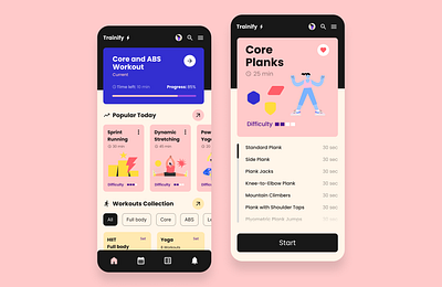 Workout App abs app athletics challenge core dailyui dailyui041 design health mobile mockup run running runningapp sport training ui uiux workout workouttracker