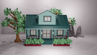 Cartoony Green House 3d 3dartist 3db 3ddesign 3ddesigns 3dhouse blender cartoonhouse design house3d illustration