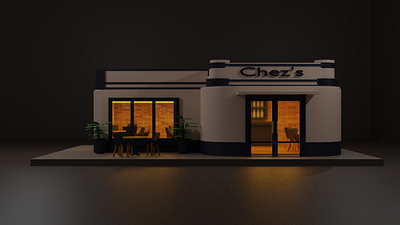 Chez's Restaurant 3d 3dartis 3dartist 3db 3dblender 3ddesign 3dhouse blender design illustration restaurantdesign
