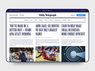 Daily Telegraph Concept hero section news ui ux web web design