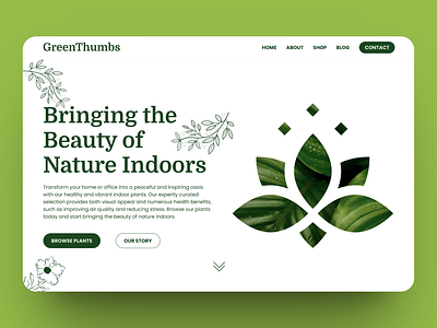 GreenThumbs Plant Shop design eco figma green landin page plant web design