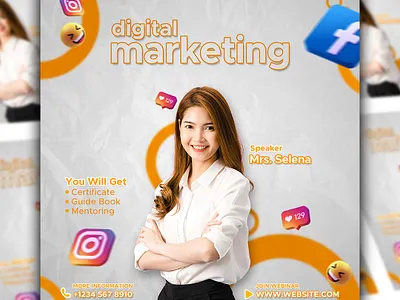 Digital Marketing Advertising Flyer Design adobe photoshop analytic branding course data analysis digital marketing flyer flyer design graphic design instagram instagram post marketing modern poster design seminar social media webinar