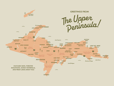 Upper Peninsula of Michigan Map by McKenna Bice on Dribbble