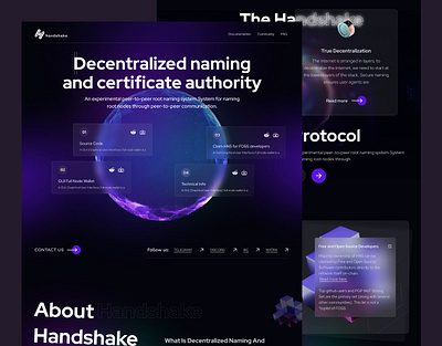 Handshake - Cryptocurrency Website Redesign blockchian crypto crypto marketplace crypto solution cryptocurrency dapp decrntralized finance design homepage landing page nft protocol saas token trading ui uidesign web design web3 website