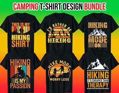 Hiking T-Shirt Design Bundle branding design graphic design illustration logo tshirtdesign typography vector