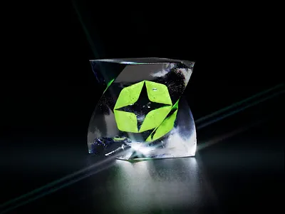 3D Logo in Glass 3d 3d art animation blender branding c4d dark design glass green logo logo motion motion graphics octane realistic render
