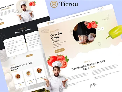 Ticrou - Restaurant Web Design bakery bar bistro business clean concept creative design dribbble best shot dribbble trend 2023 figma logo minimal minimal design typography ui ux vector web website